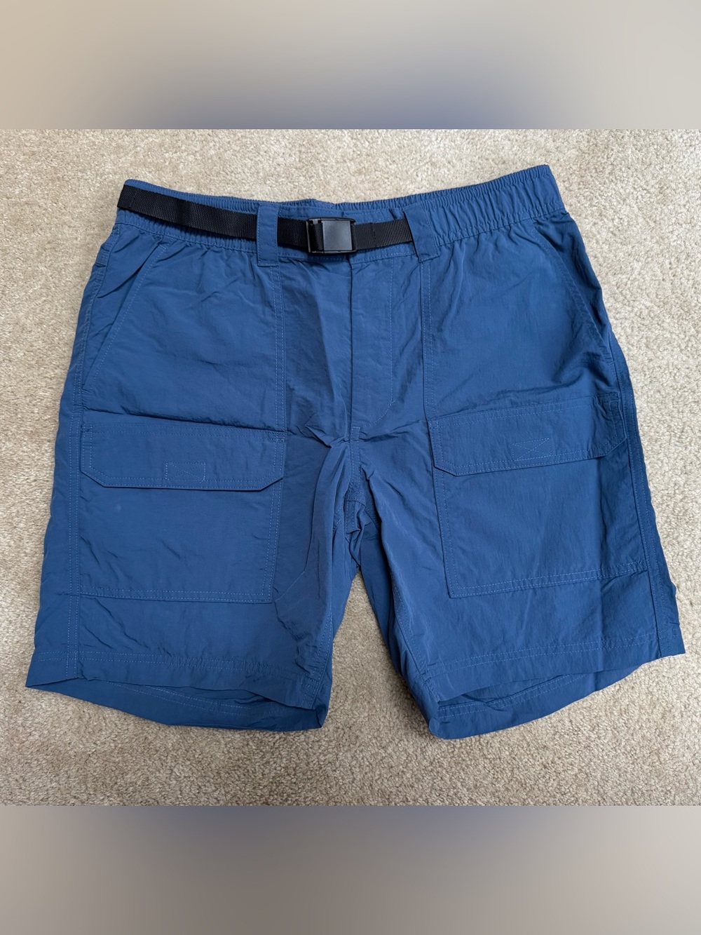 Men's Sz 34 Sonoma Quick-Dry Blue Cargo Shorts with Built-In Belt